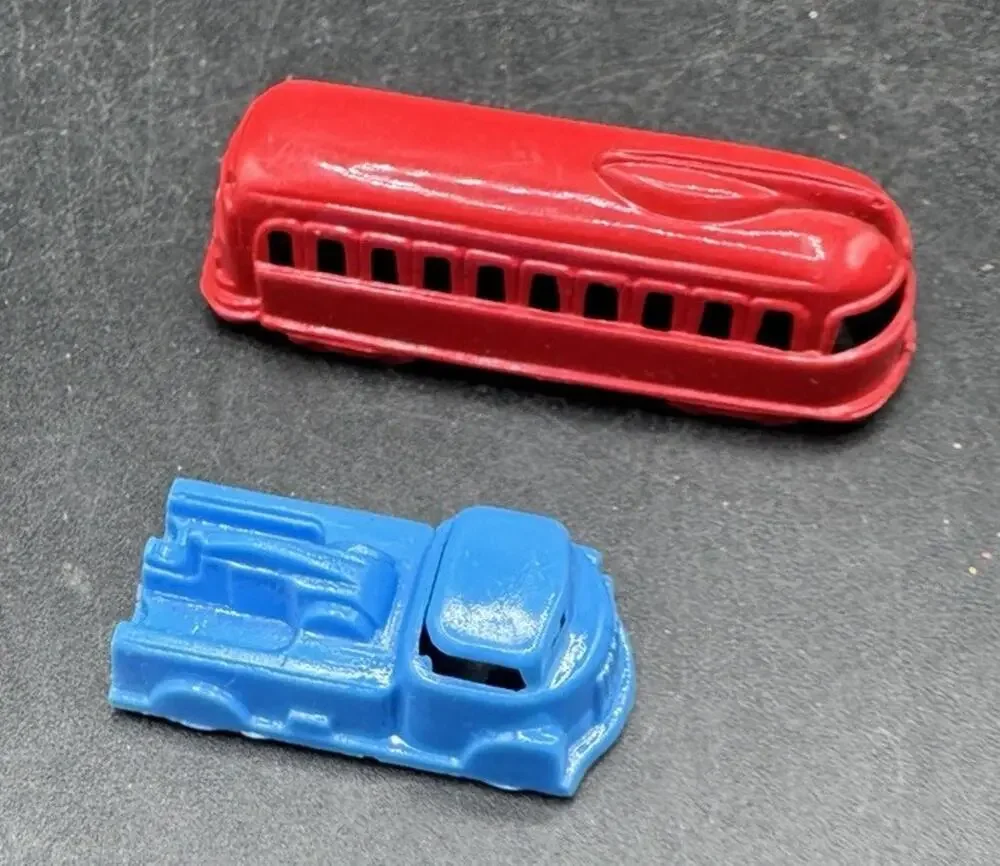 2 VINTAGE 1950s EMPIRE HARD PLASTICS TROLLEY Car & Truck PLASTIC RARE LO5